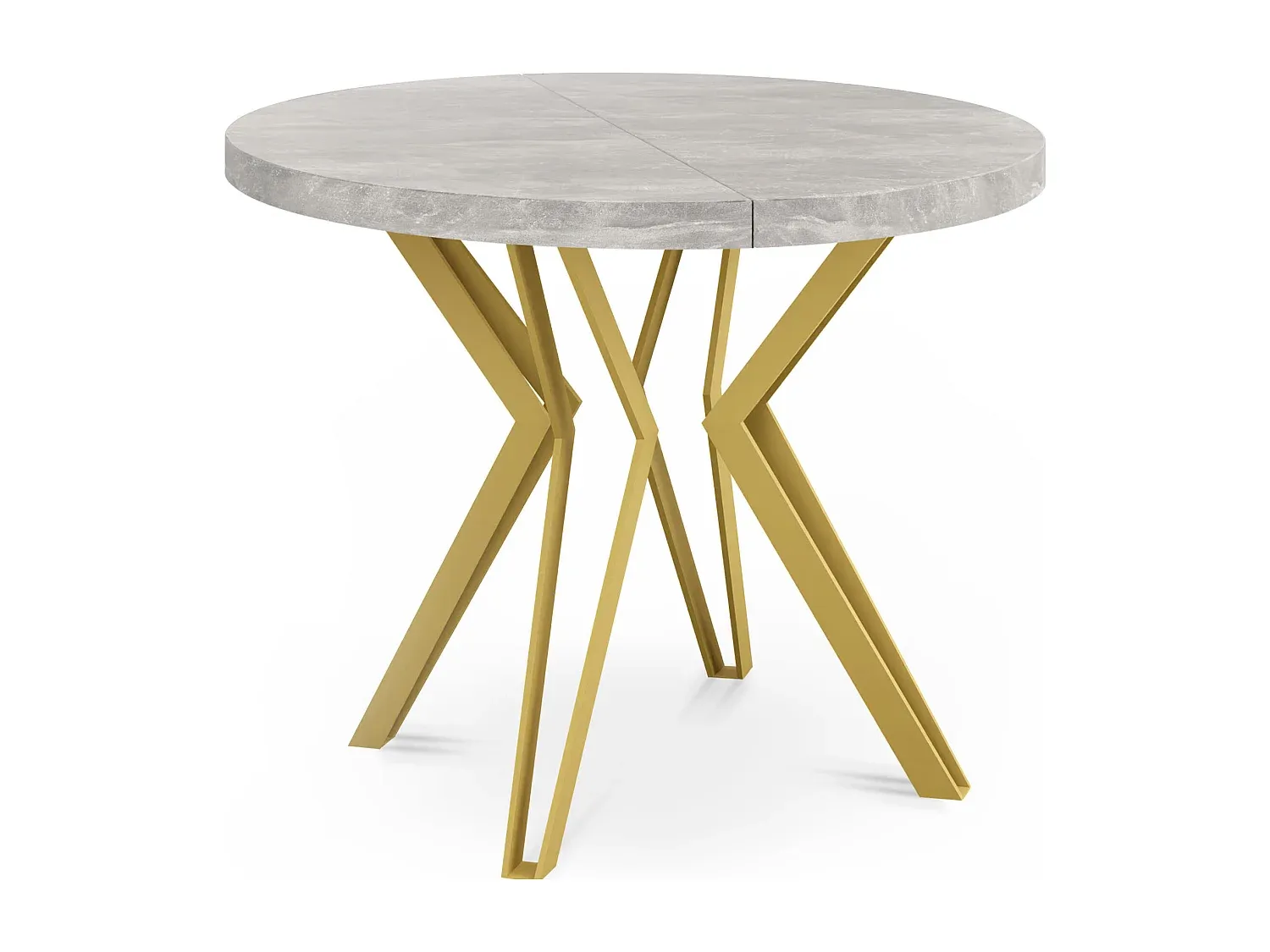 Runder Esstisch ausziehbar mit Metallbeinen in Betonoptik