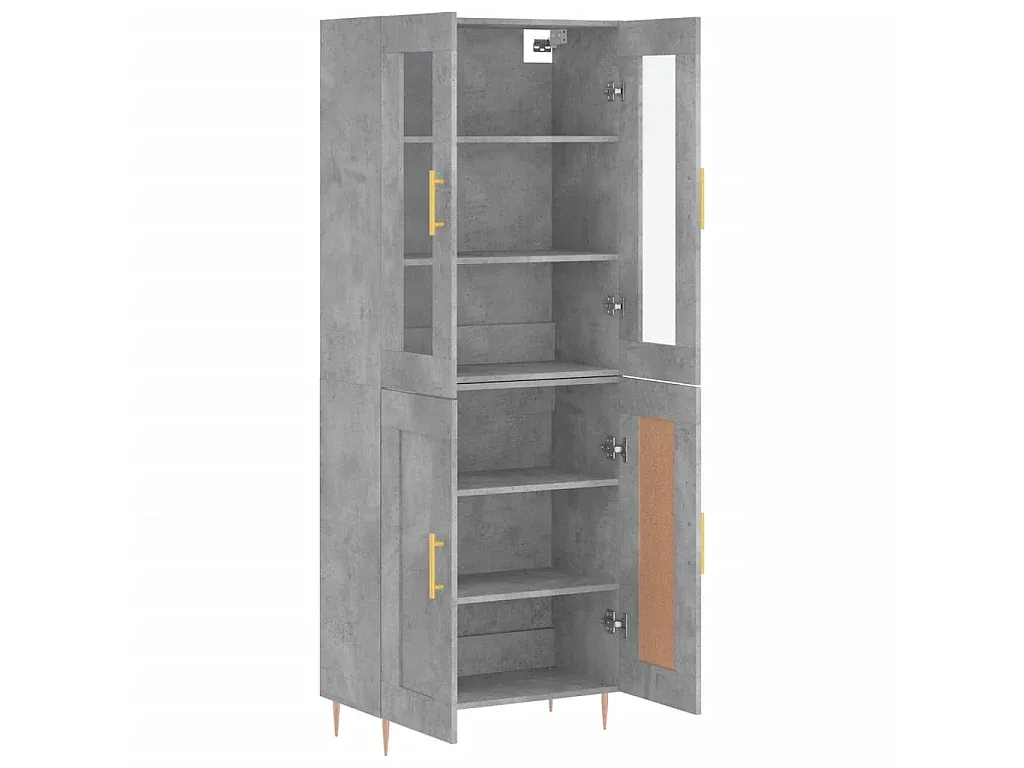 Mehrzweckschrank in Betongrau mit Holzoptik