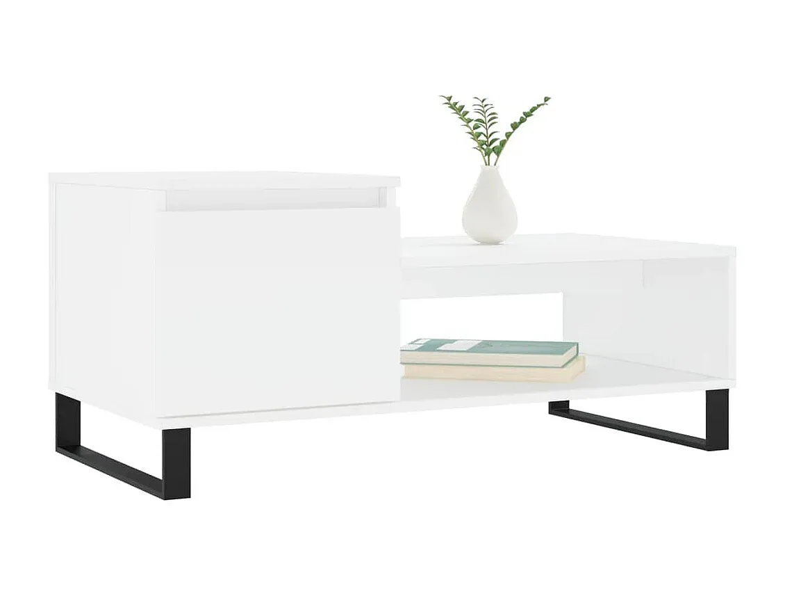 Moderner Couchtisch in Weiß aus Holzwerkstoff 100x50x45 cm