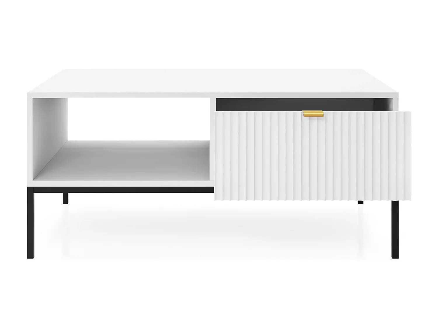 Eleganter Couchtisch mit goldenen Akzenten und MDF-Schublade