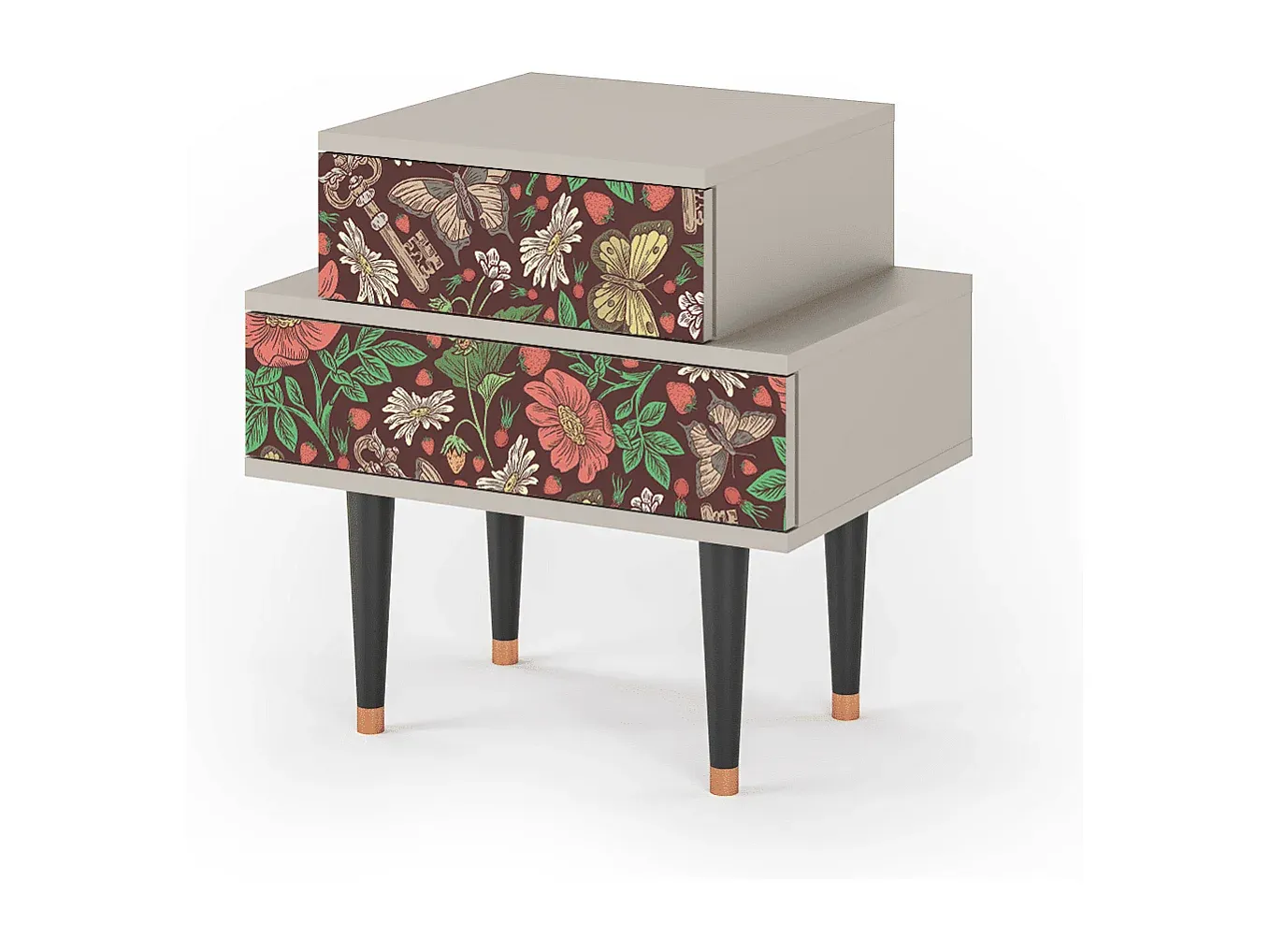 Moderner Nachttisch mit Schubladen - Sandfarben