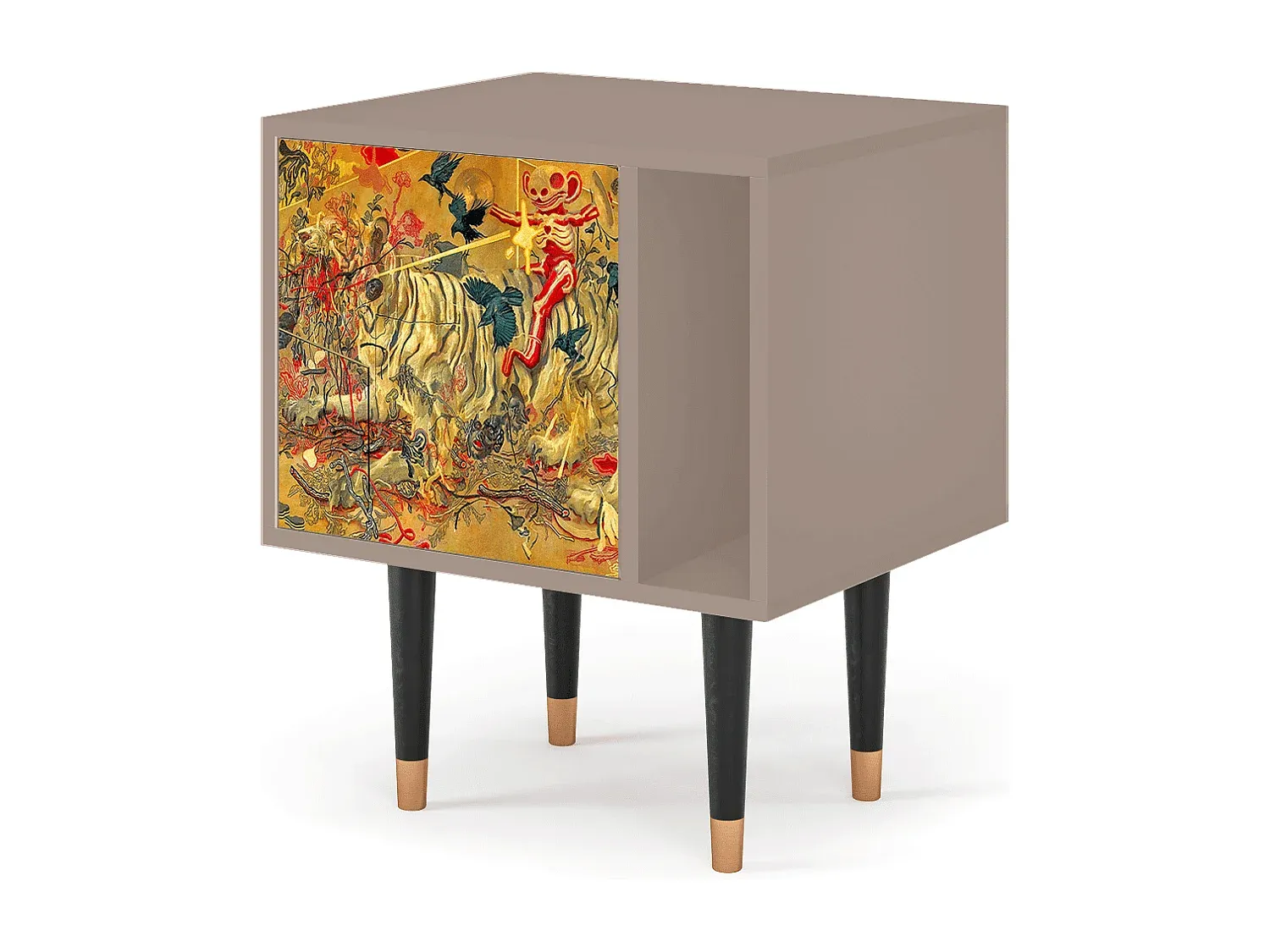 Stilvoller Nachttisch mit Schubladen, Latte