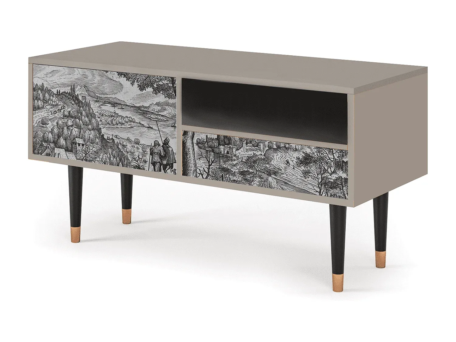 Kompakte TV-Bank - Modernes Design, Sandfarben