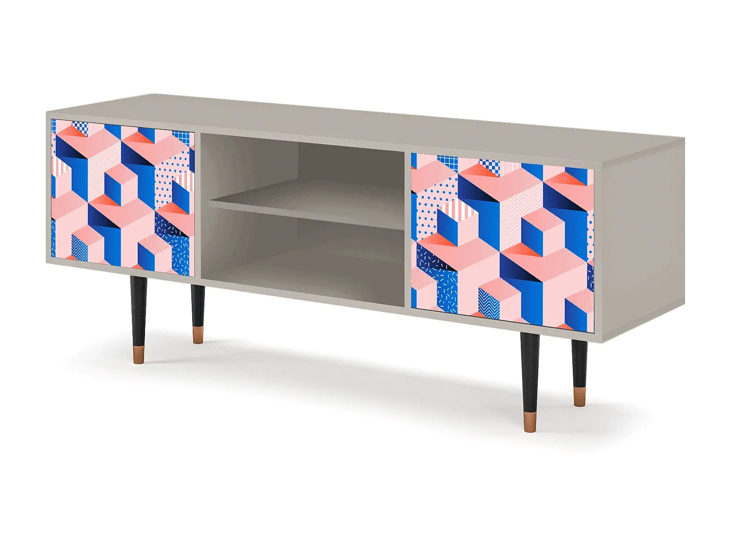 Moderner TV-Schrank in Rosa und Sand