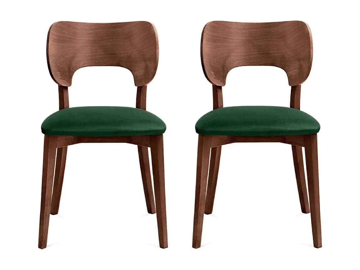 Elegante Esszimmerstühle im 2er-Set - Dunkelgrün und Walnuss