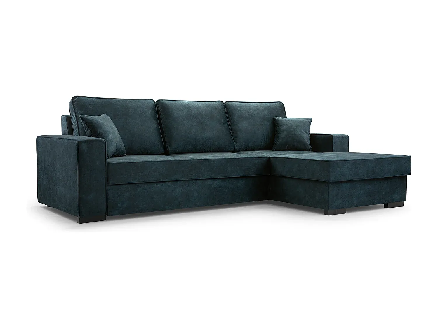 Eckschlafsofa mit Stauraum und Schlaffunktion, Veloursstoff, Automatikmechanismus, 223x160 cm, Beige, Rechts