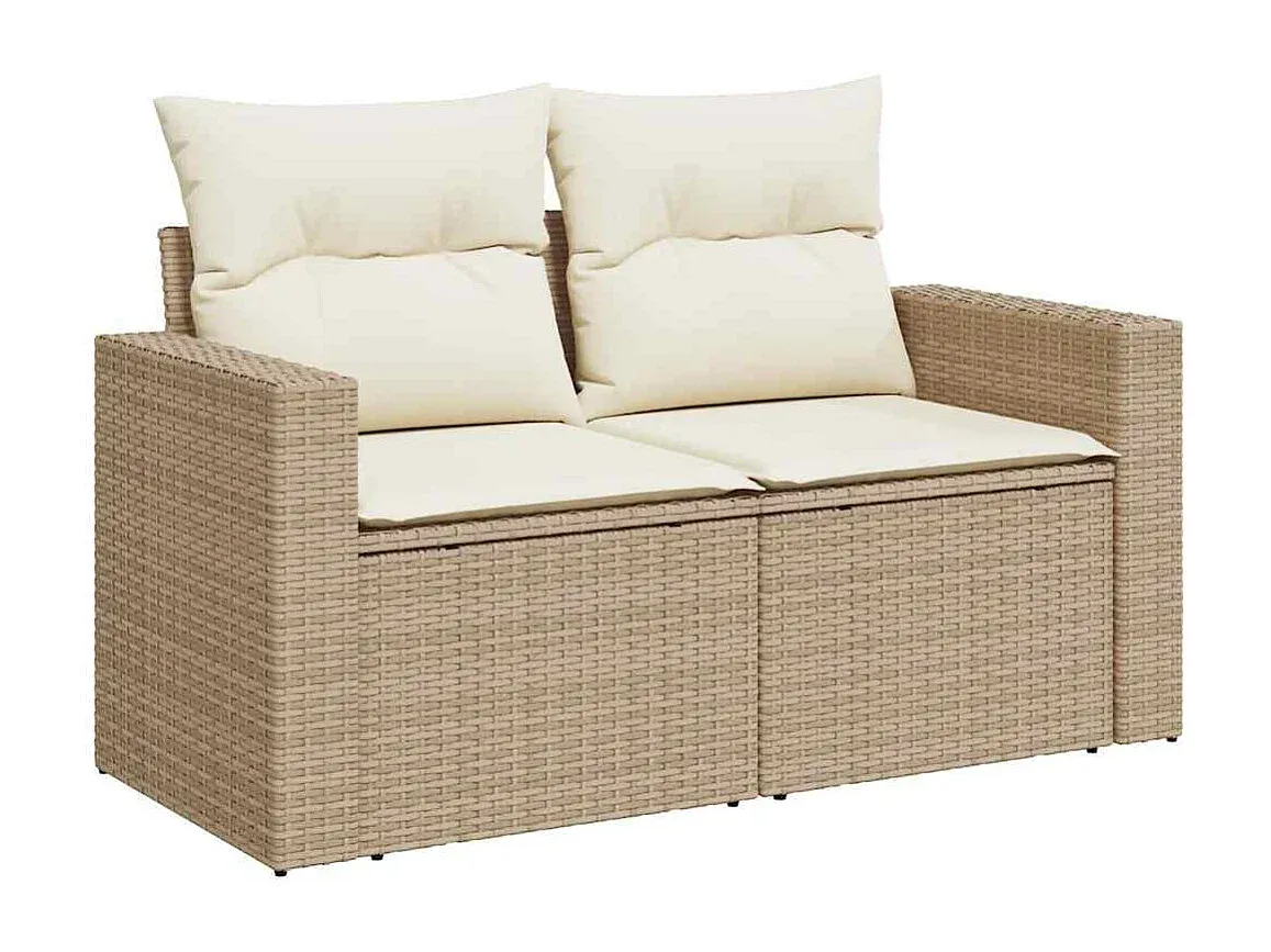 Garten-Sofagarnitur mit Kissen aus Poly Rattan Beige 11-teilig