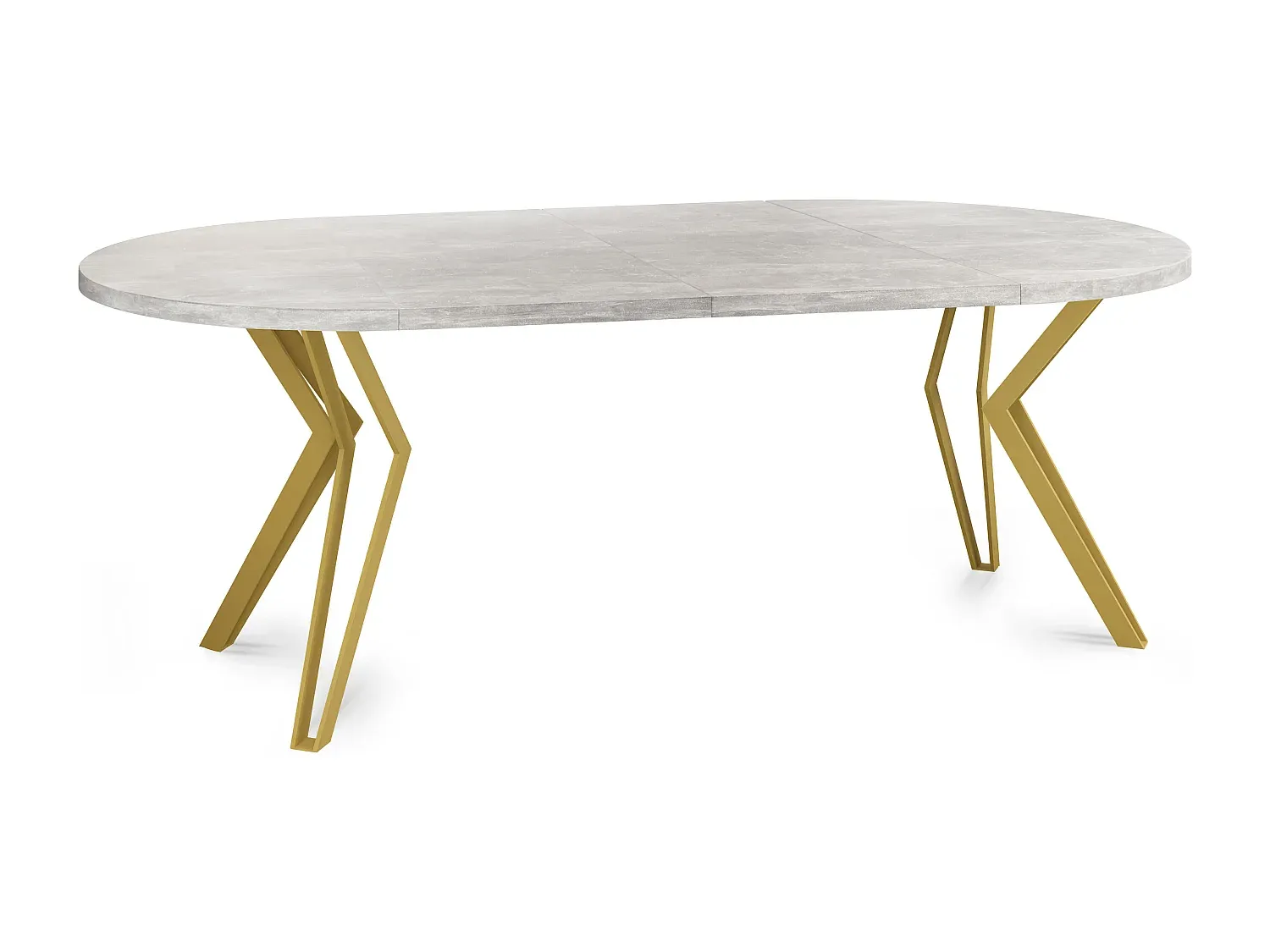 Runder Esstisch ausziehbar mit Metallbeinen in Betonoptik