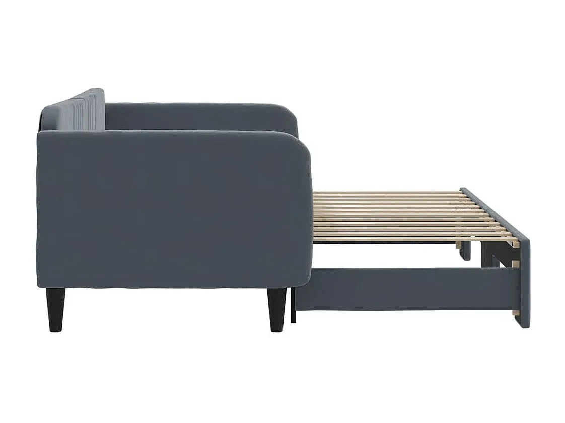 Ausziehbares Tagesbett in Dunkelgrau Samt 90x200 cm