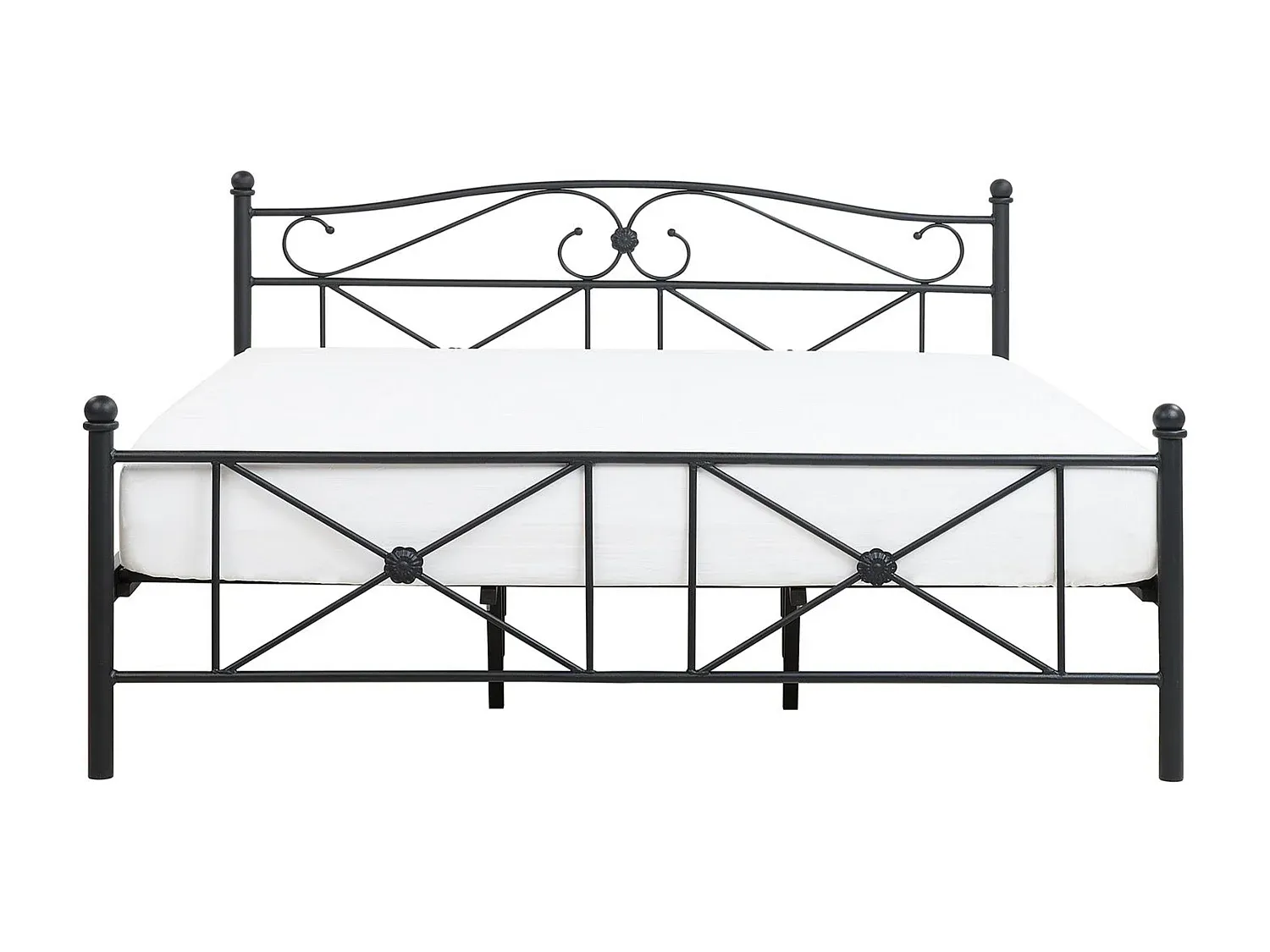 Schwarzes Metallbett mit Lattenrost 180 x 200 cm
