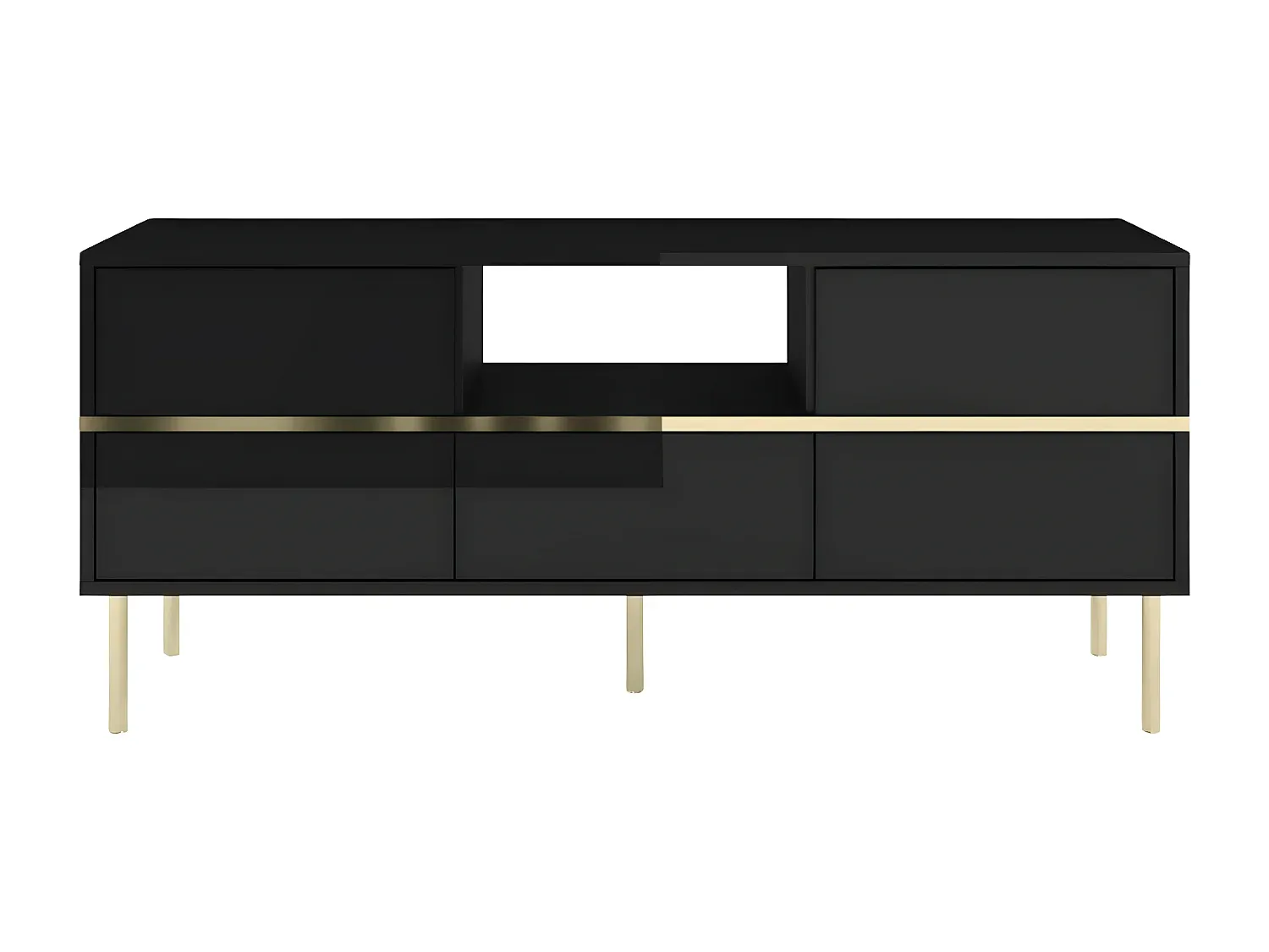 Elegantes Lowboard in Schwarz mit Goldakzenten