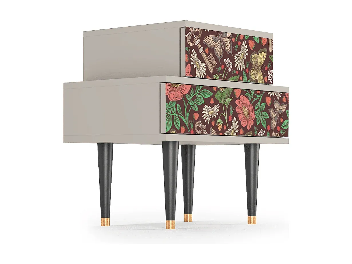 Moderner Nachttisch mit Schubladen - Sandfarben