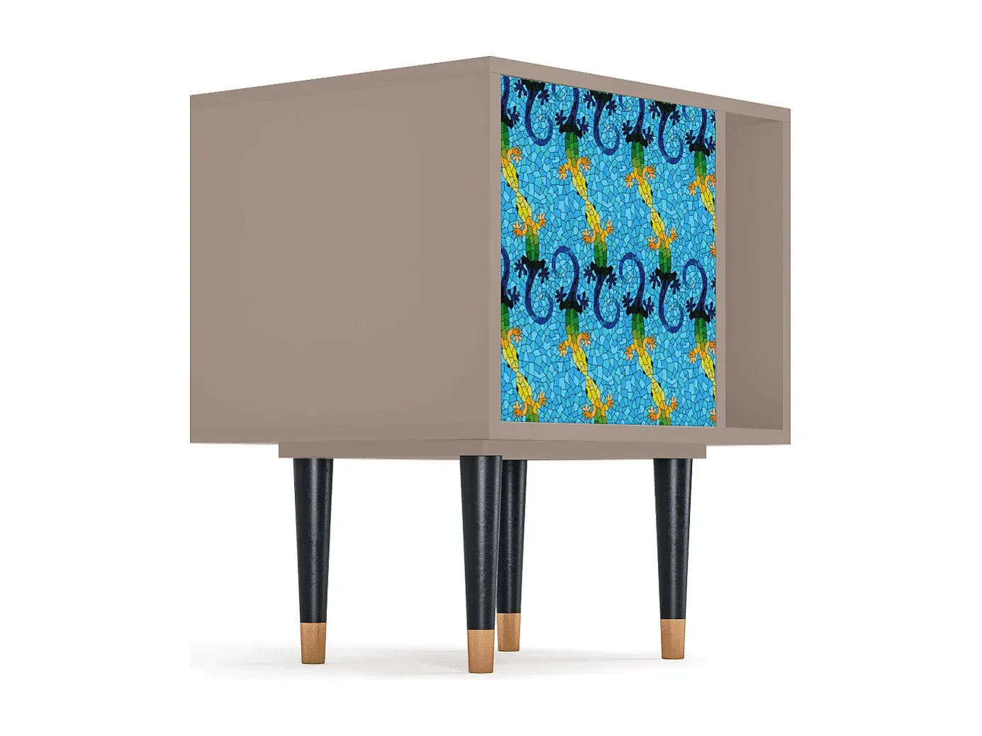 Moderner Nachttisch in Cremefarben, Kompakt