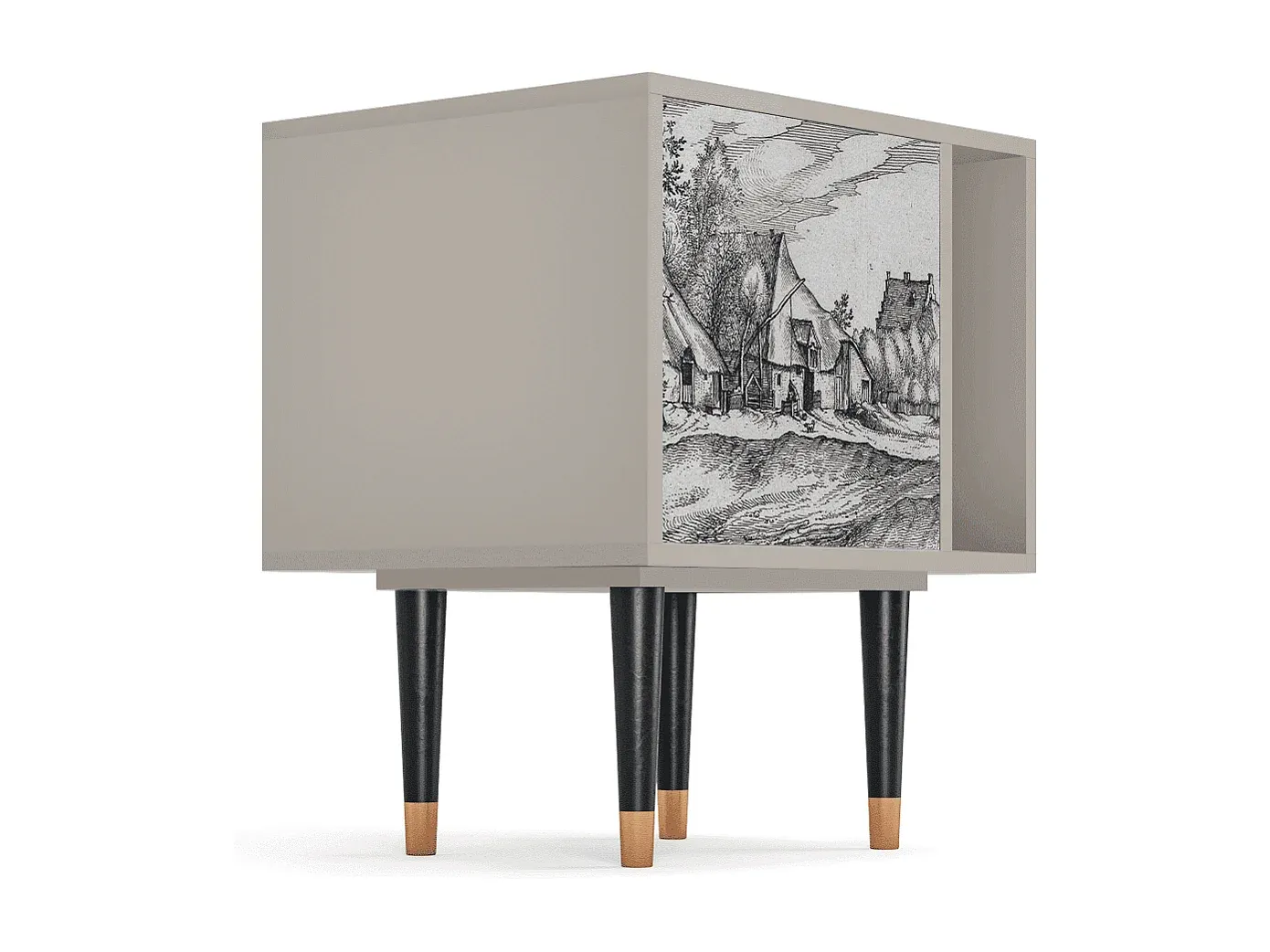 Moderner Nachttisch aus Holz in Sandfarbe