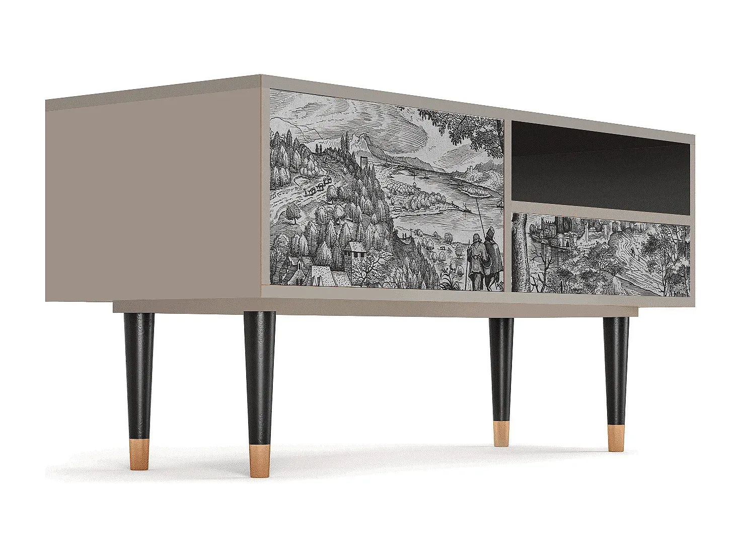 Kompakte TV-Bank - Modernes Design, Sandfarben