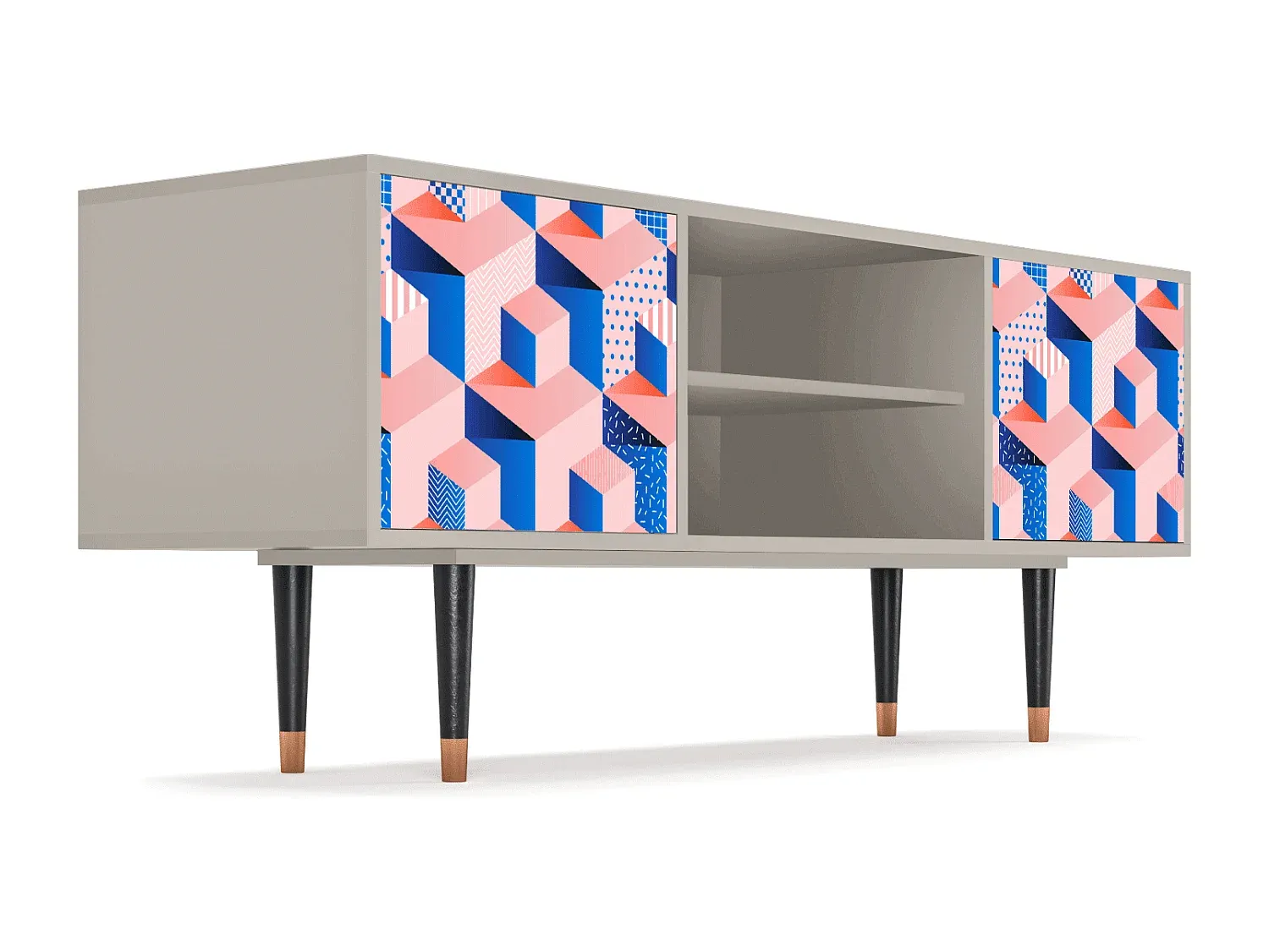 Moderner TV-Schrank in Rosa und Sand