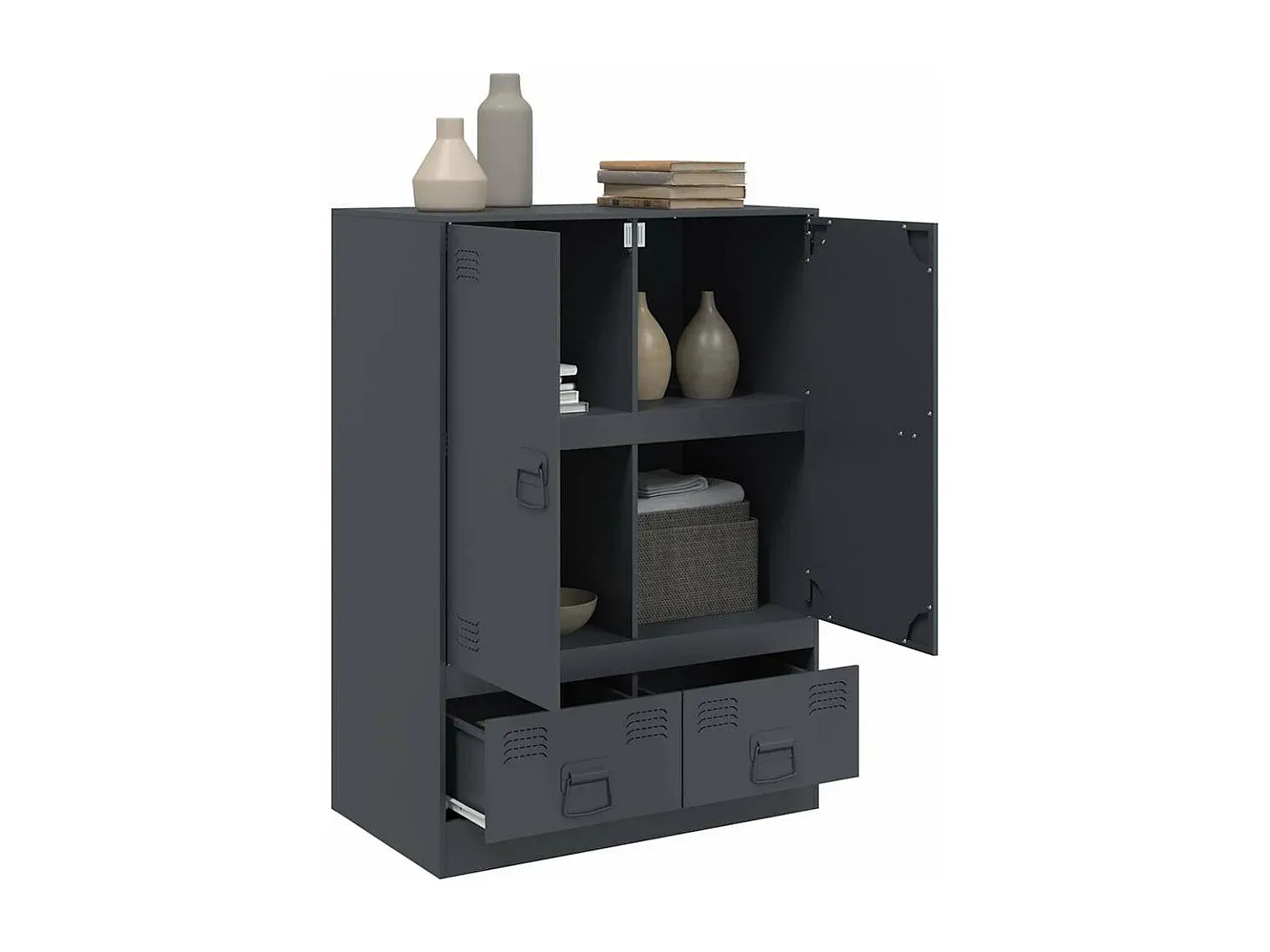 Moderner Schrank in Anthrazit aus Stahl 67x39x95 cm