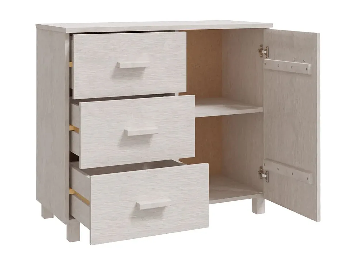 Weißes Sideboard aus Massivholz Kiefer 90x40x80 cm