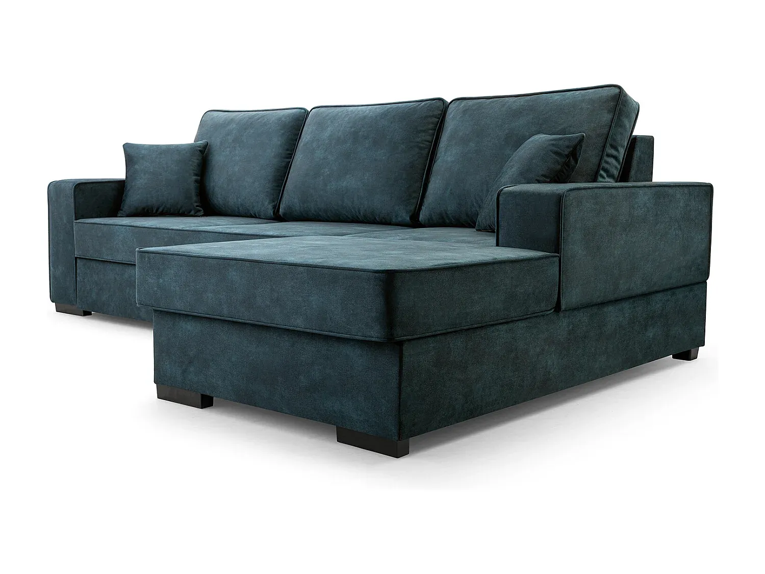 Eckschlafsofa mit Stauraum und Schlaffunktion, Veloursstoff, Automatikmechanismus, 223x160 cm, Beige, Rechts