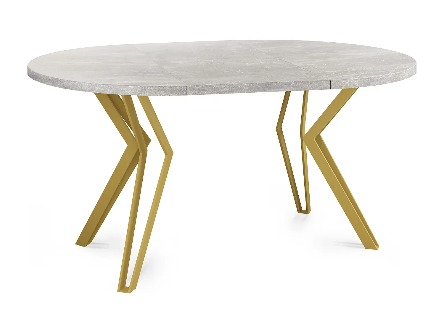 Runder Esstisch ausziehbar mit Metallbeinen in Betonoptik