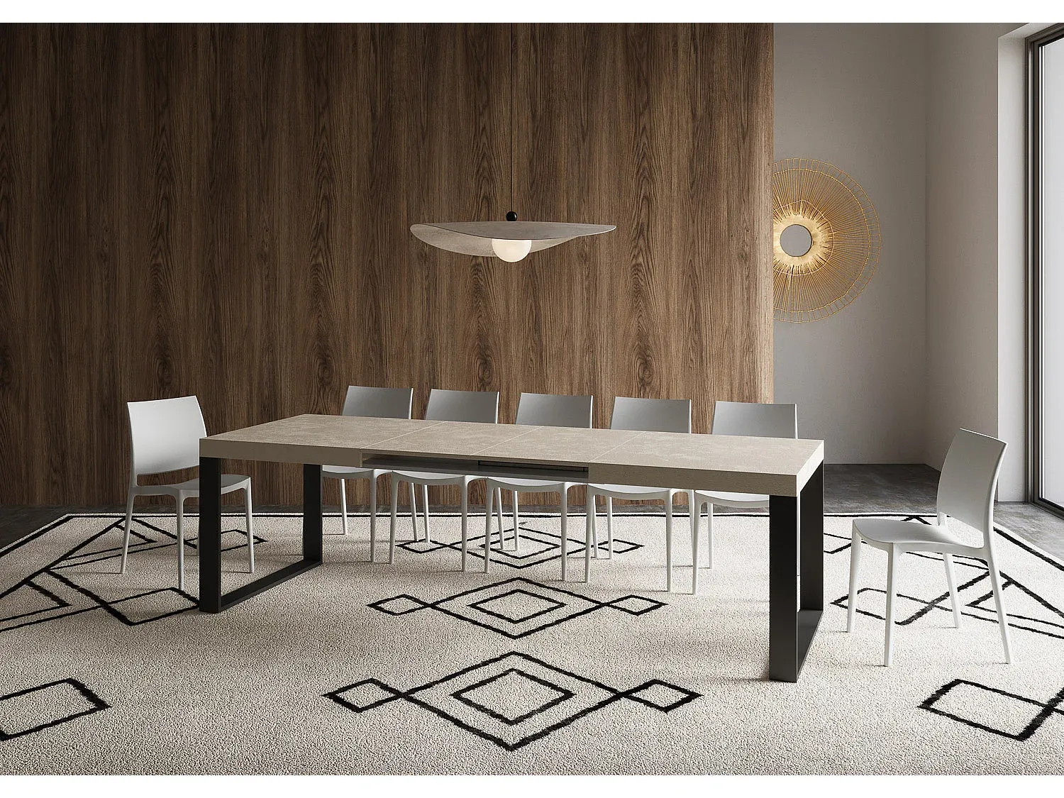 Moderner Ausziehtisch 90x180/284 cm mit robustem Eisenrahmen