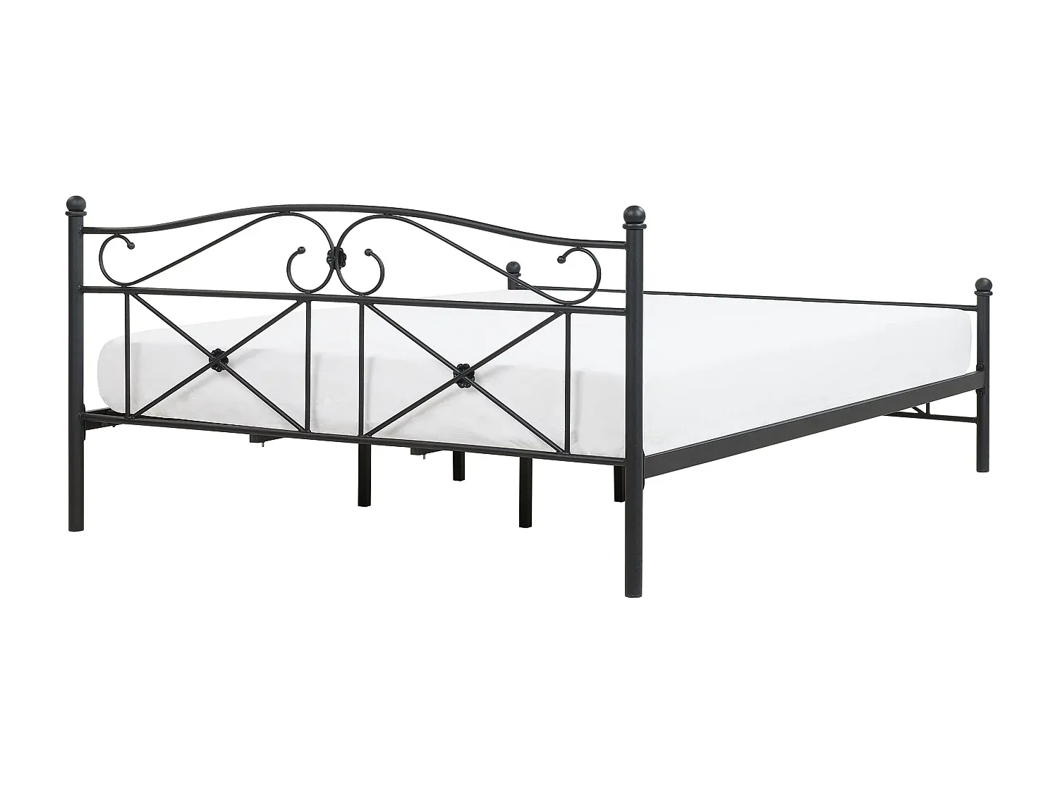 Schwarzes Metallbett mit Lattenrost 180 x 200 cm