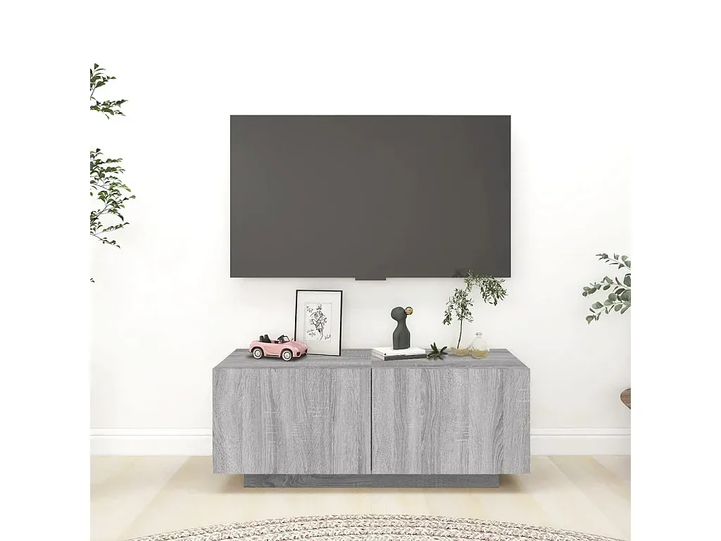 Moderner TV-Schrank aus Holzwerkstoff, Grau Sonoma, 100x35x40 cm