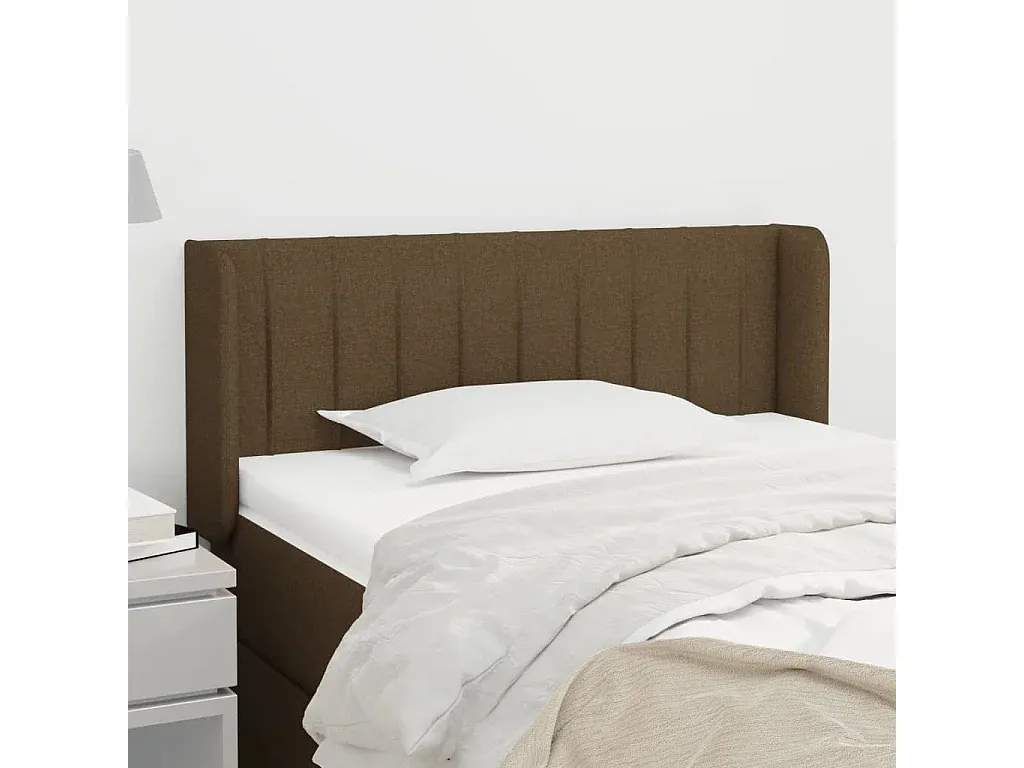 Bett-Kopfteil mit Ohren Dunkelbraun 103x16x78/88 cm Stoff
