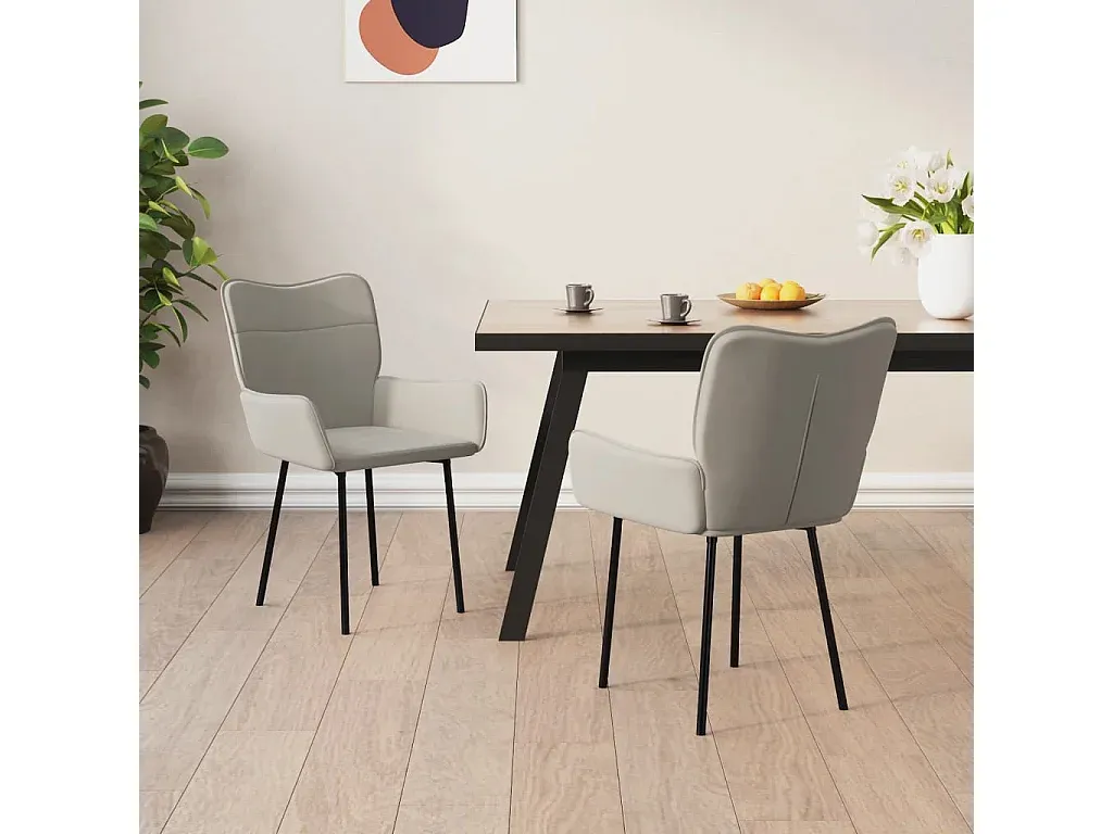 Esszimmerstühle im Samtstoff, Hellgrau, 2er-Set