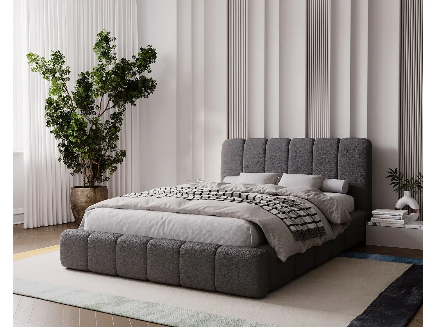 Modernes Doppelbett 180x200 mit Lattenrost und Stauraum