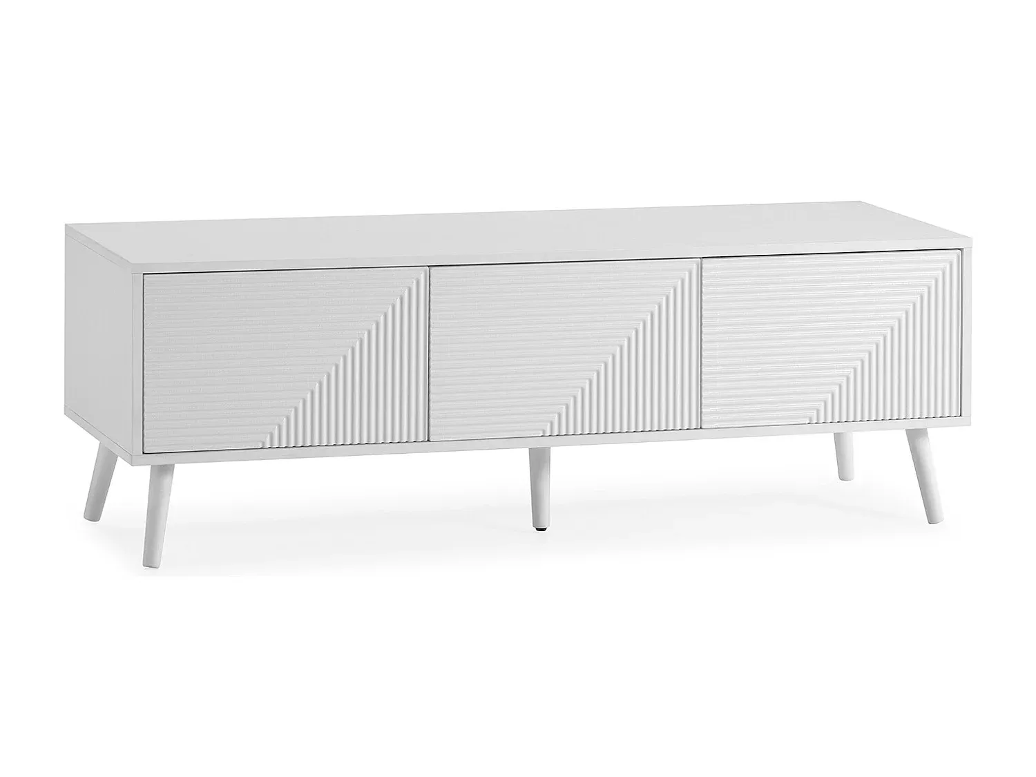 Moderner Fernsehschrank mit drei Türen, 130 cm, Weiß