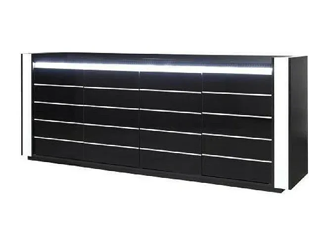 Elegantes Buffet-Set mit Spiegeln in Schwarz-Weiß