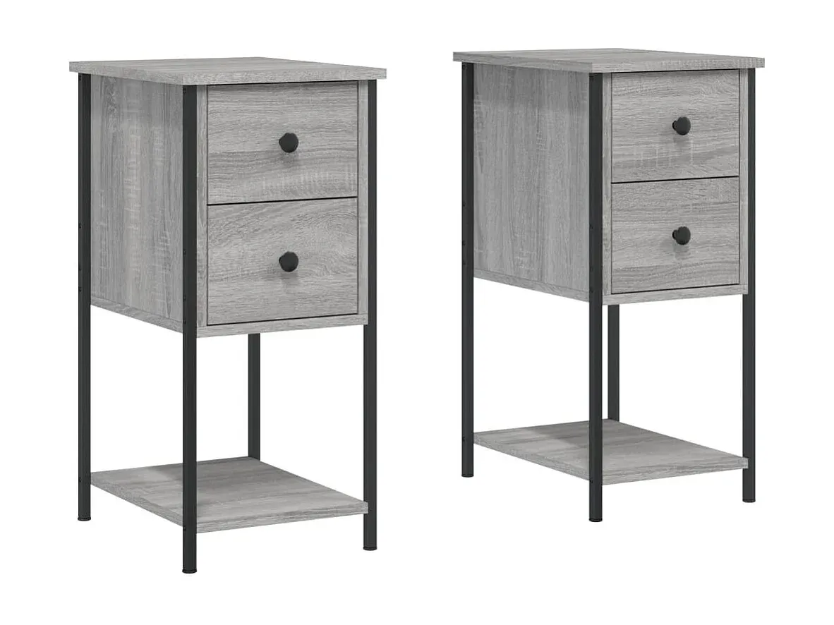 Nachttische im modernen Design, Grau Sonoma, 32x42x70 cm