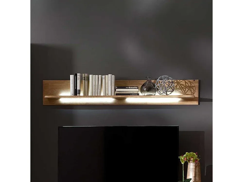 Massivholz-Wandregal aus Eiche, 150 cm