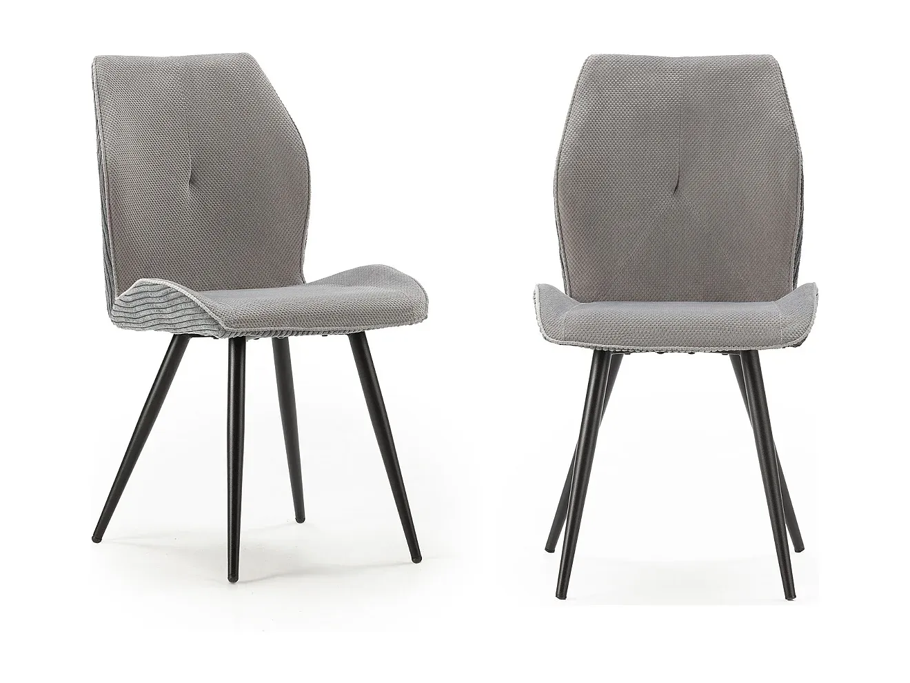 2er-Set Stoffstühle mit schwarzen Metallbeinen, L45 cm
