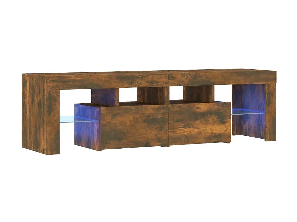 Moderner TV-Schrank mit LED-Beleuchtung, Räuchereiche, 140x36,5x40 cm