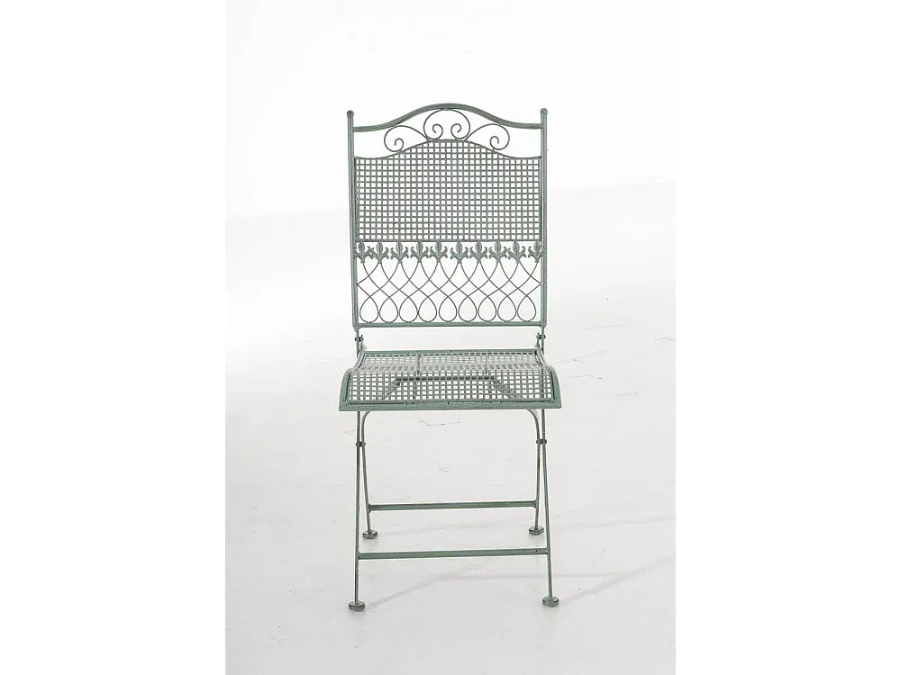 Antik-grüne Metall-Gartenstühle aus verzinktem Eisen