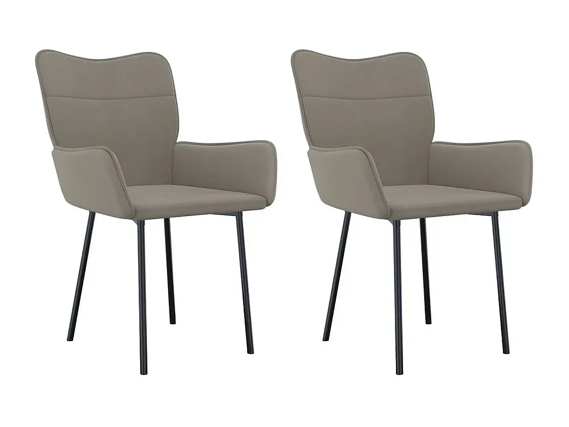 Esszimmerstühle im Samtstoff, Hellgrau, 2er-Set