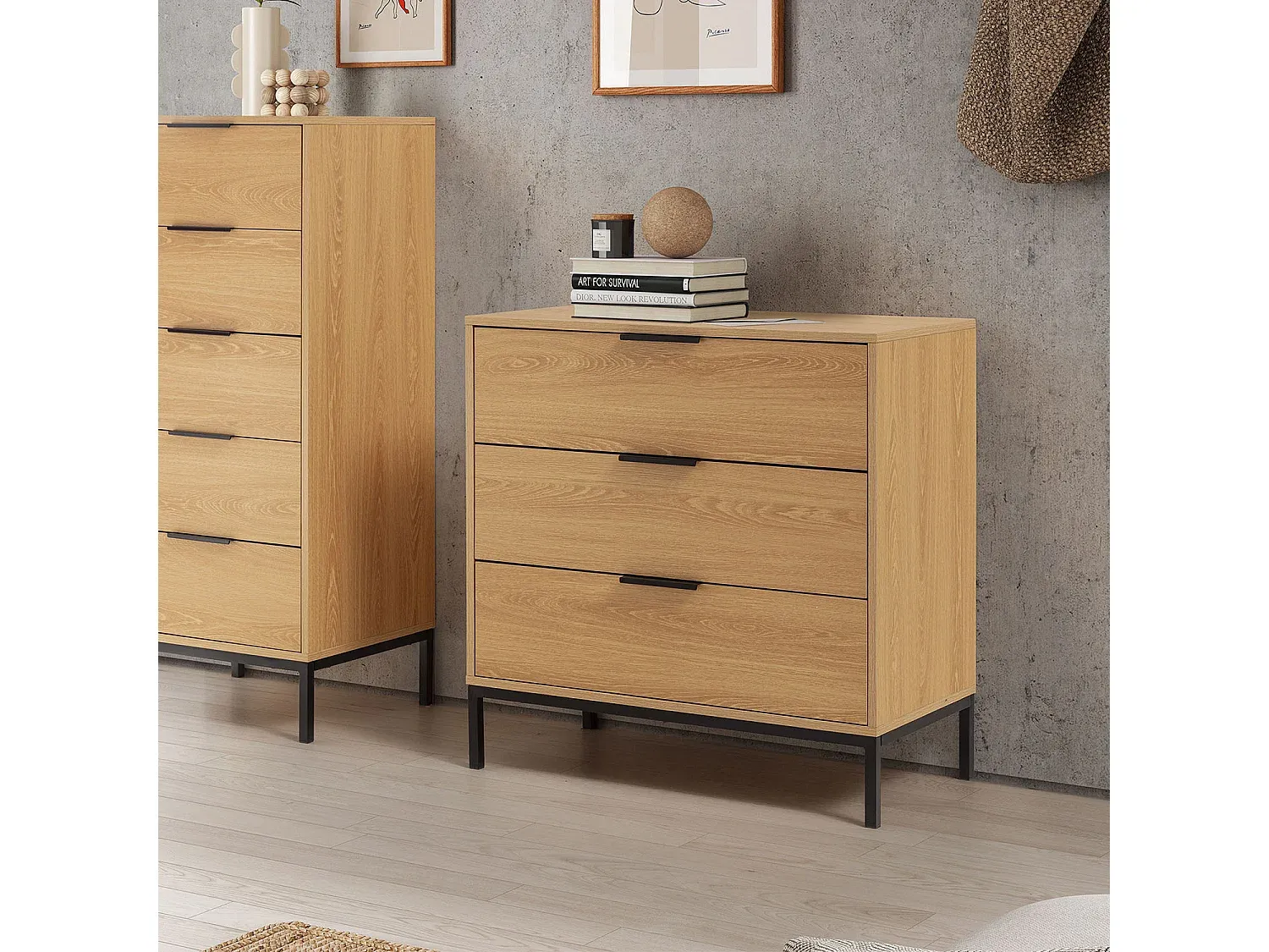 Elegante Kommode mit 3 Schubladen in Eichenoptik