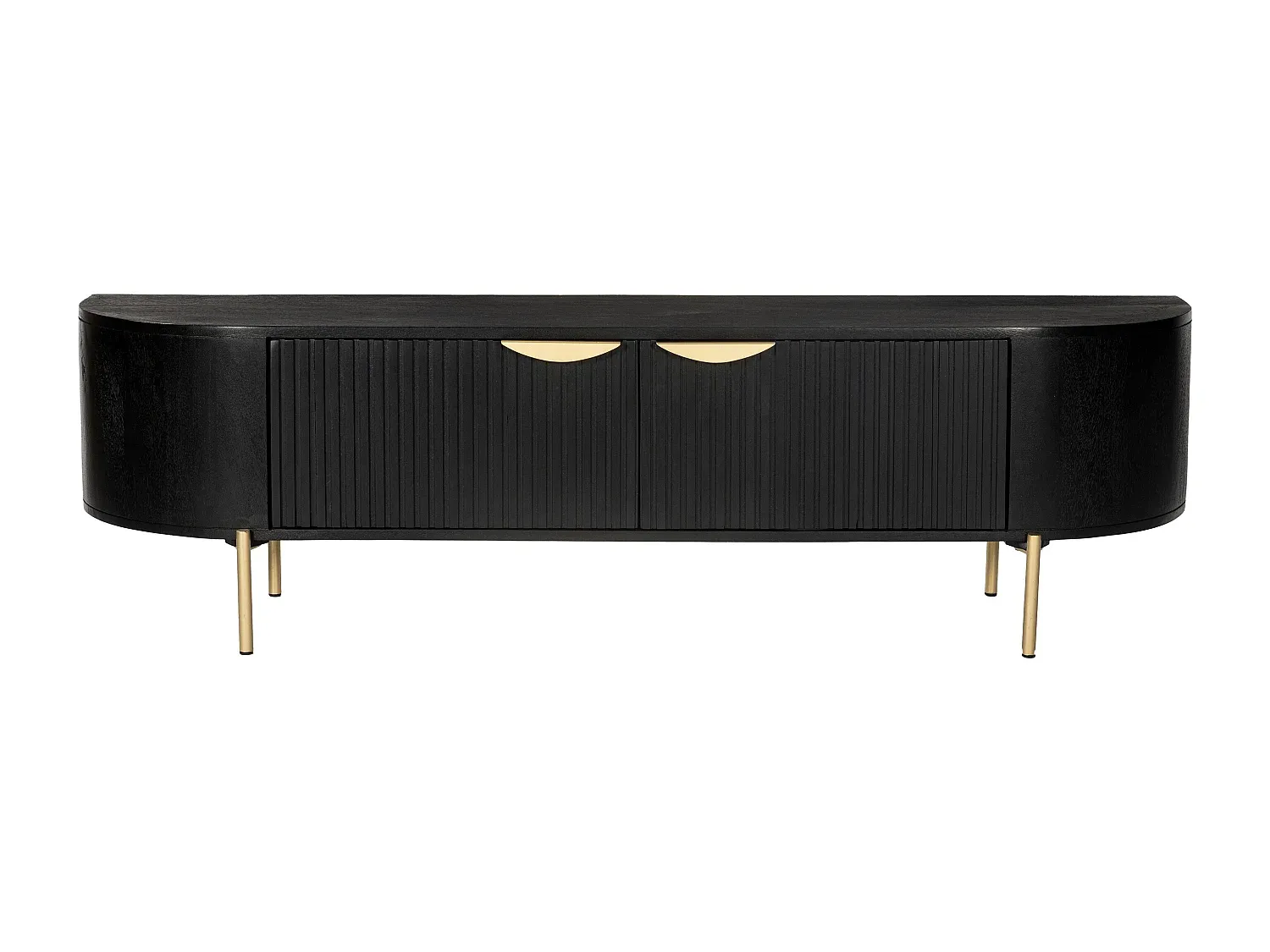 TV-Schrank mit 2 Türen aus Mangoholz und goldfarbenem Metall