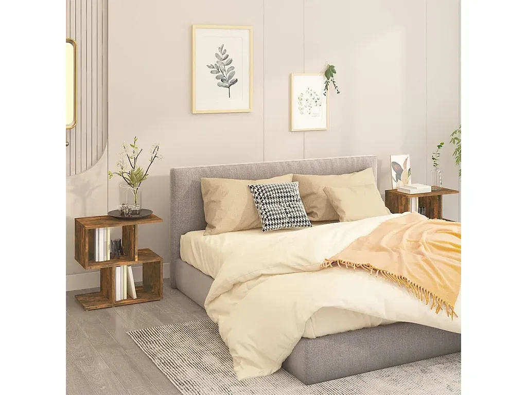 2er-Set Nachttische in Räuchereiche 50x30x51,5 cm