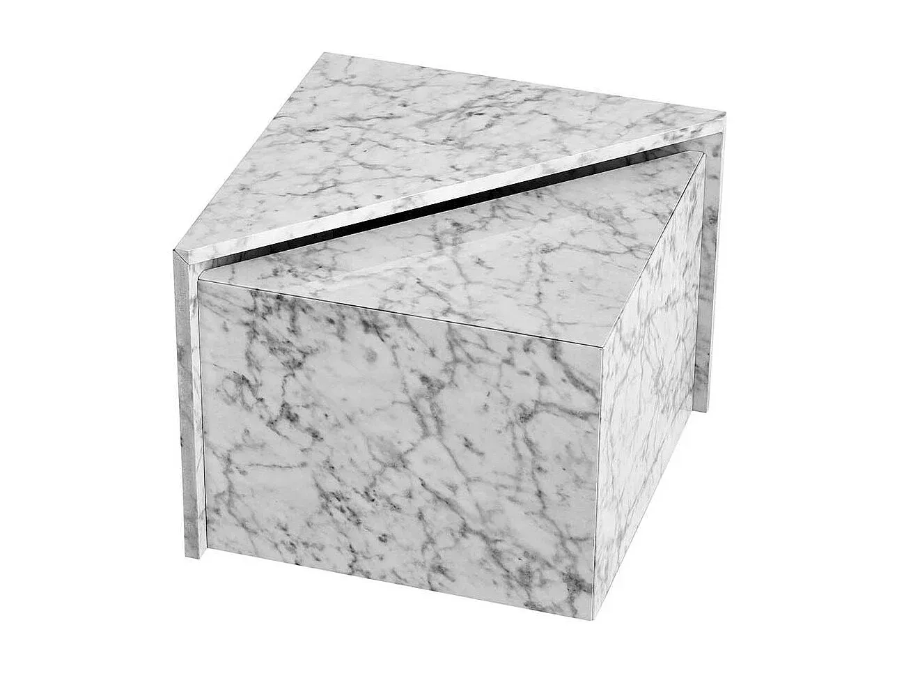 Zweiteiliger Beistelltisch mit Marmor-Optik, 50 cm