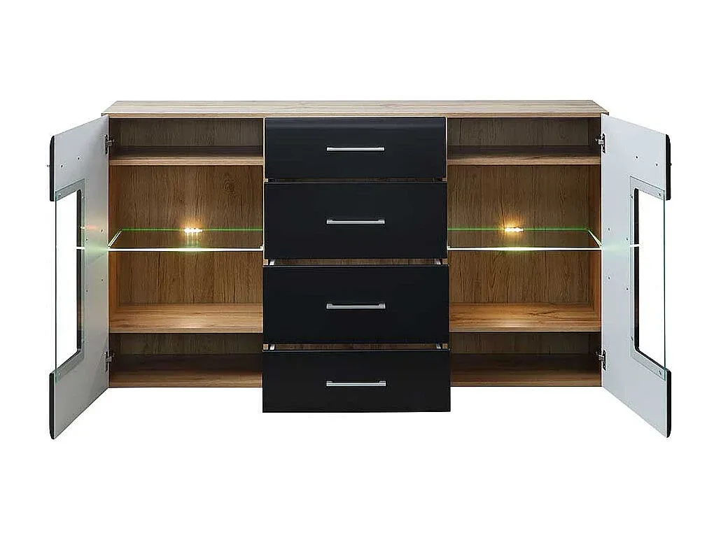 Moderner Sideboard aus Wildeiche mit Schwarz