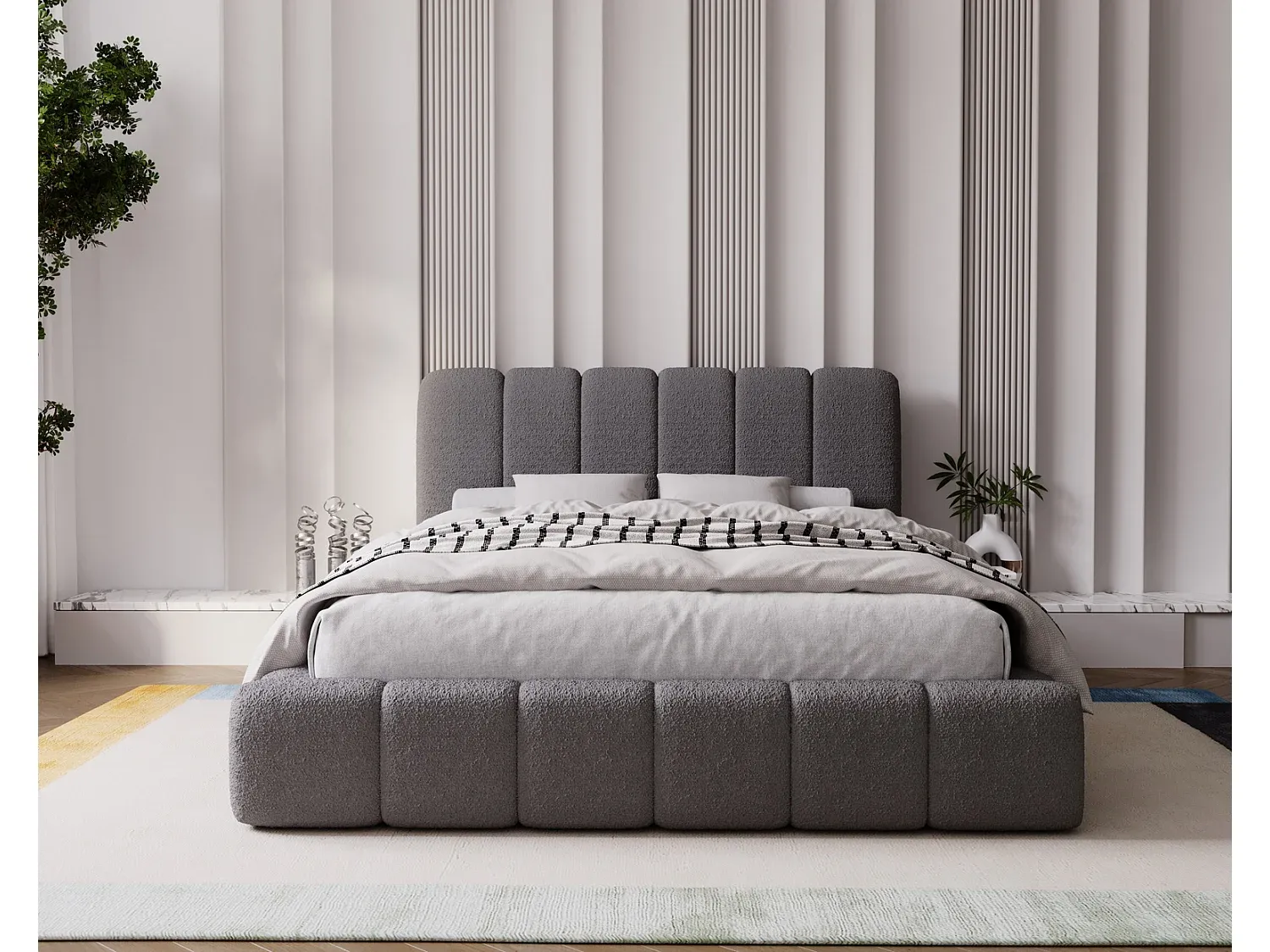 Modernes Doppelbett 180x200 mit Lattenrost und Stauraum