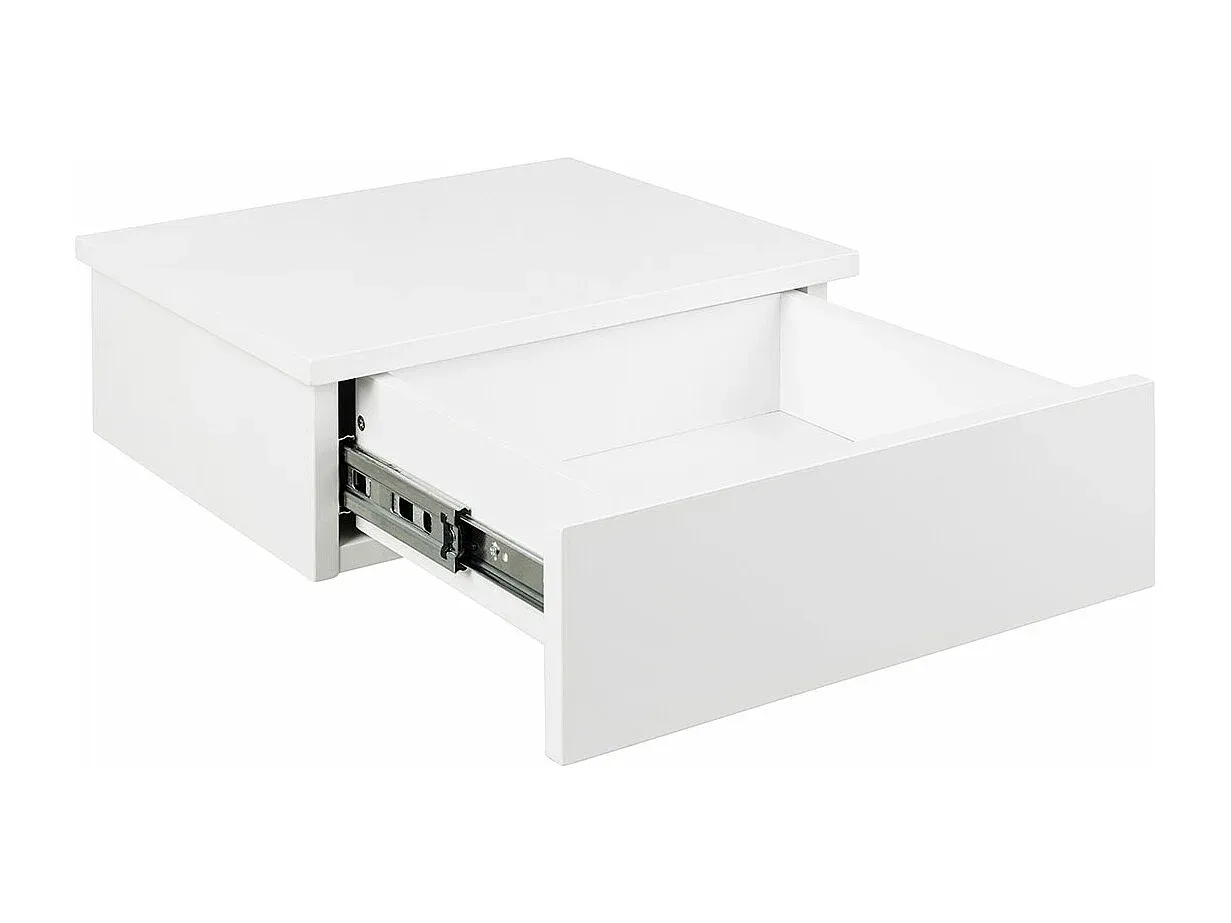 Wandhängender Nachttisch mit Schublade in Weiß