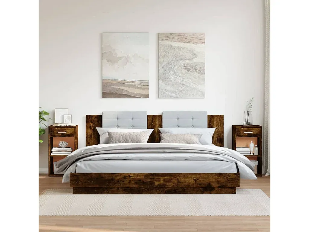 Zwei Nachttische in Räuchereiche, 35x34x65 cm