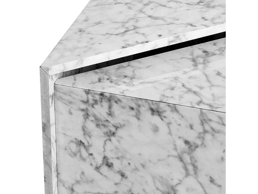 Zweiteiliger Beistelltisch mit Marmor-Optik, 50 cm