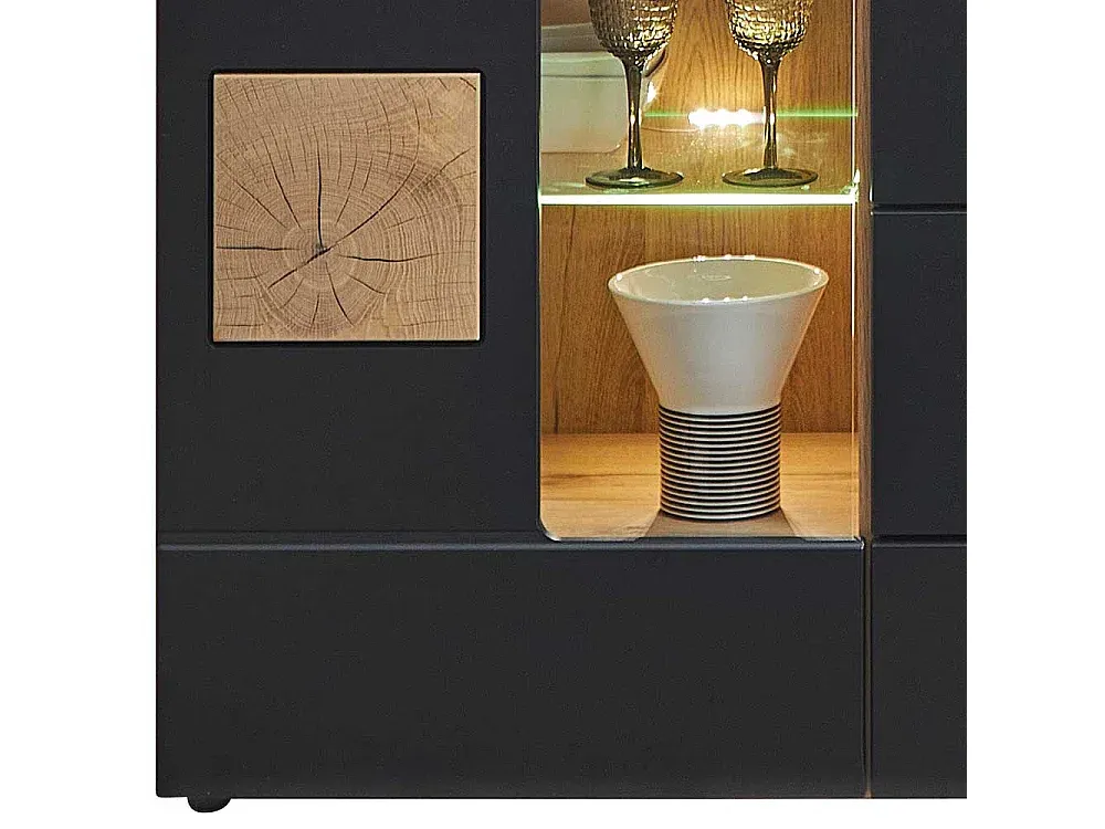 Moderner Sideboard aus Wildeiche mit Schwarz