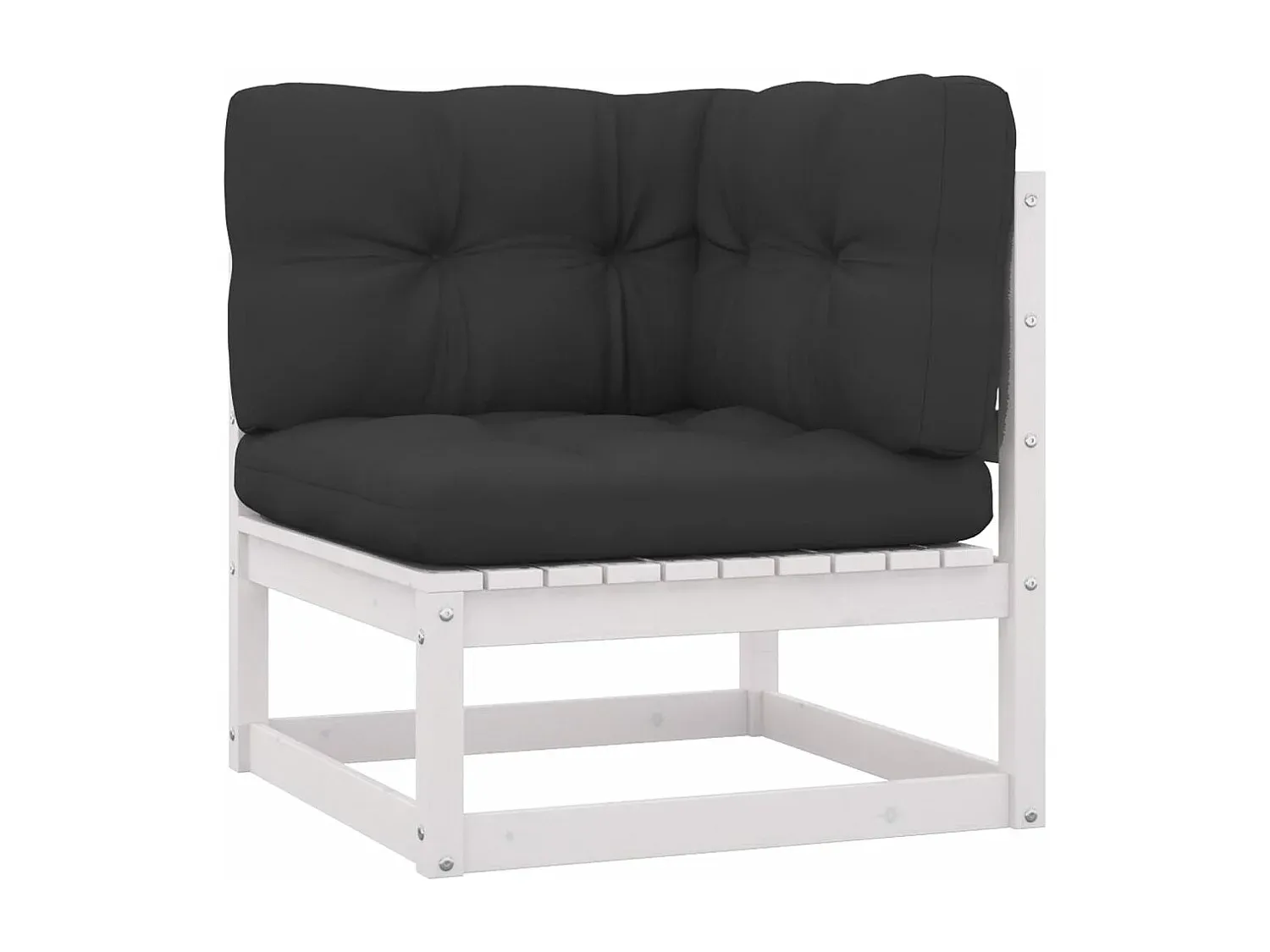 4-teiliges Gartenmöbel-Set aus Massivholz mit Kissen