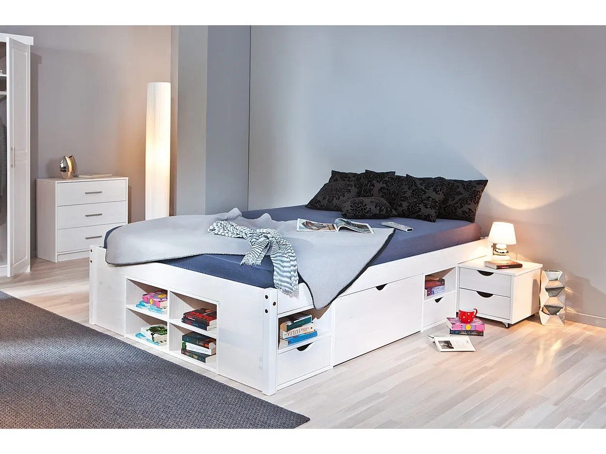 Modernes Doppelbett 160x200 cm, Weiß